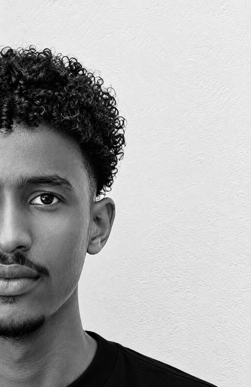 Portrait of Adem in black and white